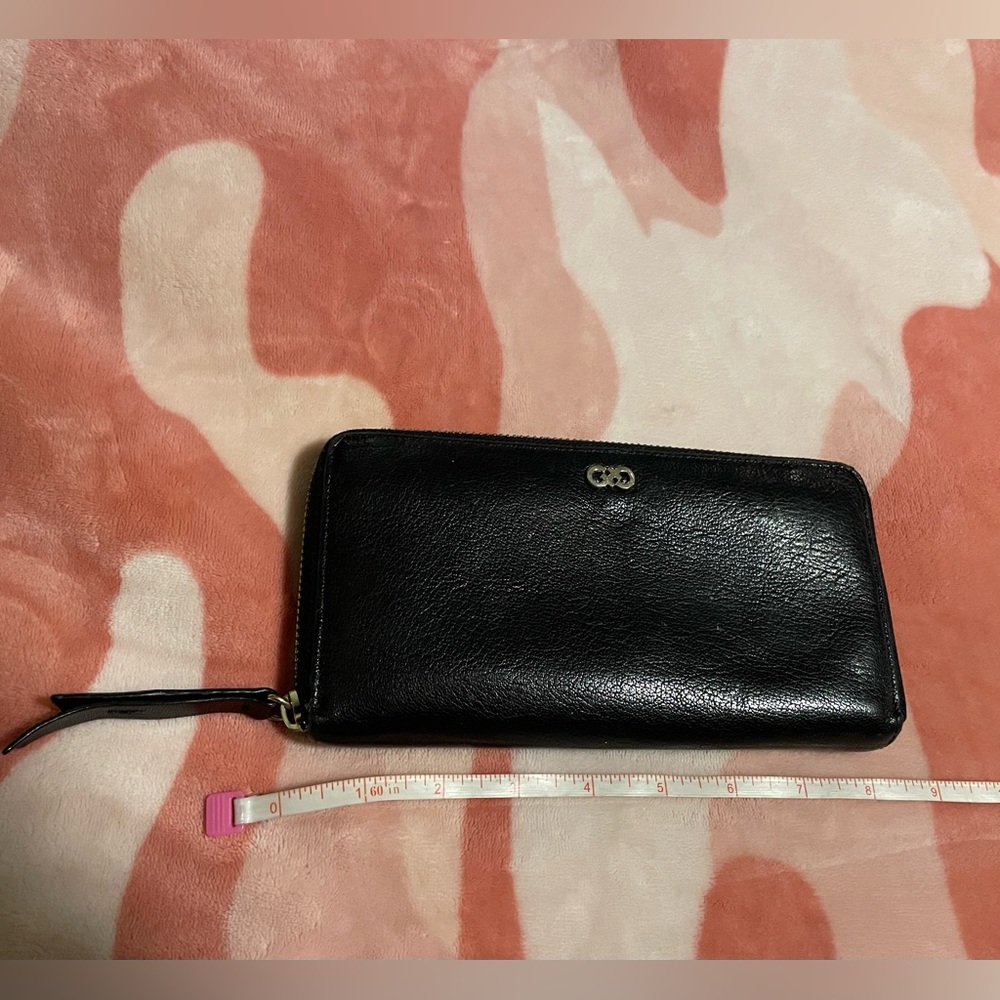 Cole Haan Large continental Zip Around Black Leather Wallet - Picture 1 of 16
